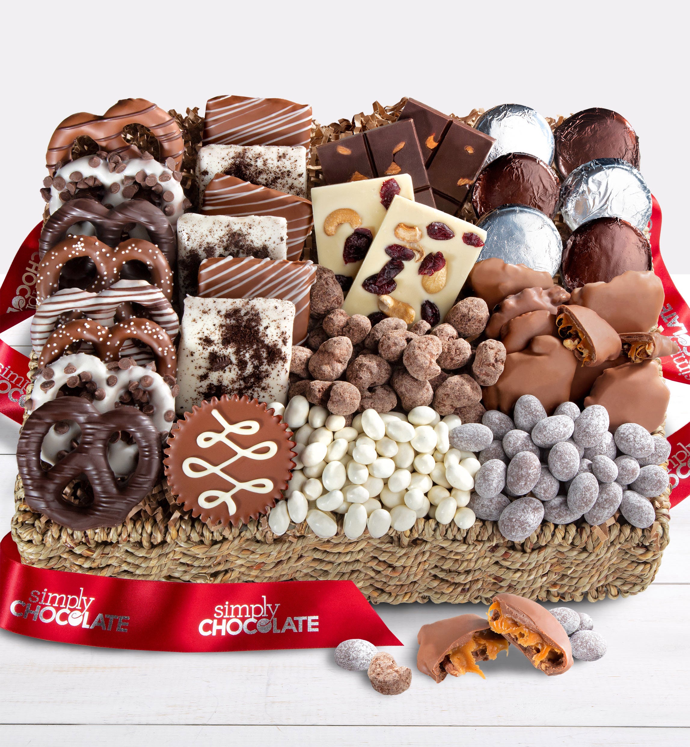 Simply Chocolate® Deluxe Nuts & Confections Basket