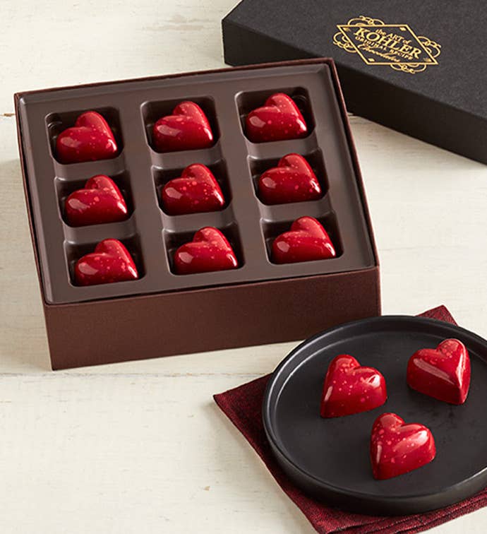 Kohler Dark Chocolate Raspberry Ganache Hearts