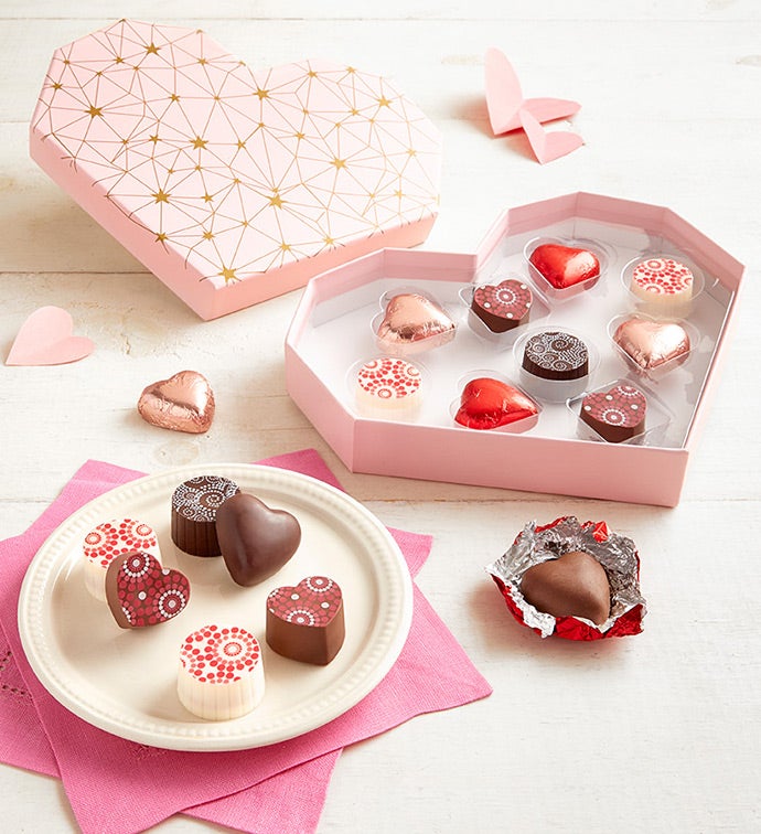 Valentine Geometric Heart Truffle Box 9pc